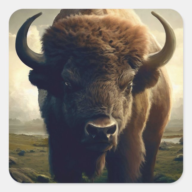 Adesivo Quadrado Bison Painting (Frente)