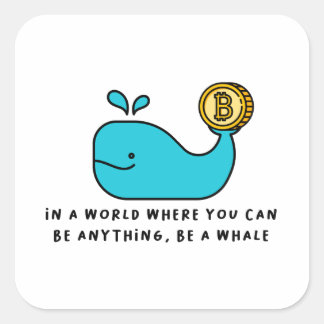 Adesivo Quadrado Bitmoney Whale Crypto Investor & BTC Trading Desig