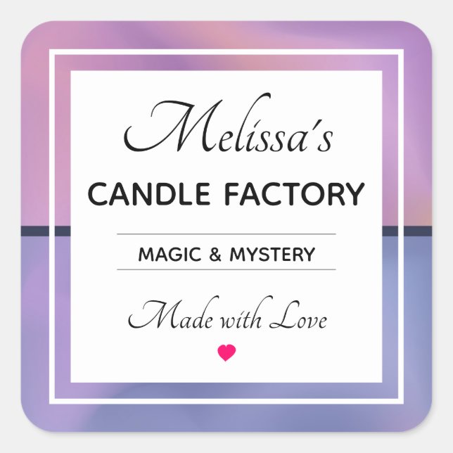 Adesivo Quadrado Biz de Abstrato de giro roxo e rosa moderno (Frente)