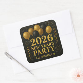 Adesivo Quadrado Black And Gold 2026 New Year Party