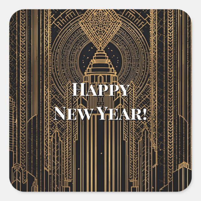 Adesivo Quadrado Black and Gold Art Deco  (Frente)