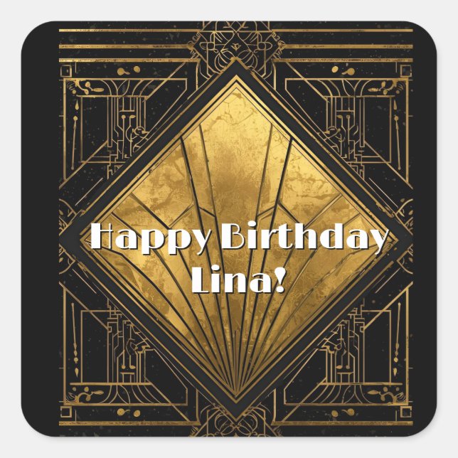 Adesivo Quadrado Black and Gold Art Deco Paper Napkins (Frente)