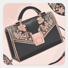 Adesivo Quadrado Black and pink AI art