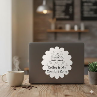 Adesivo Quadrado Black and White Coffee Comfort Zone Sticker
