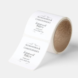 Adesivo Quadrado Black and White Script Minimal Engagement Party