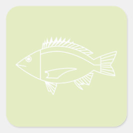 Adesivo Quadrado Black Bream em branco sobre o verde pastel