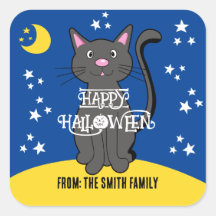 Black Cat Halloween Stars Moon Cuecas