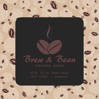 Adesivo Quadrado Black Custom coffee shop logo square sticker