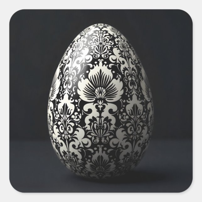 Adesivo Quadrado Black Damask Easter Egg (Frente)