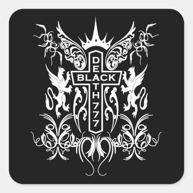 Adesivo Quadrado Black Death 777 - Cross (Frente)
