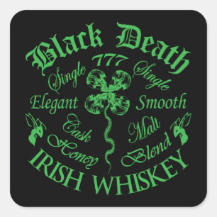 Adesivo Quadrado Black Death 77 - Honey Irish Whiskey
