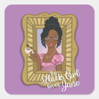 Adesivo Quadrado Black Girl ama Jane Sticker em roxo