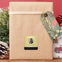 Adesivo Quadrado Black & gold design, Logo or Photo in gold circle,