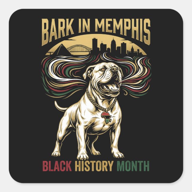 Adesivo Quadrado Black History Month American Bulldog Cultural Art (Frente)