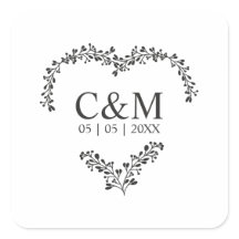 Black Initial On a Branches Heart