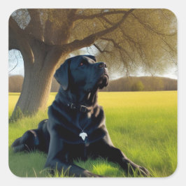 Adesivo Quadrado Black Labrador Retriever