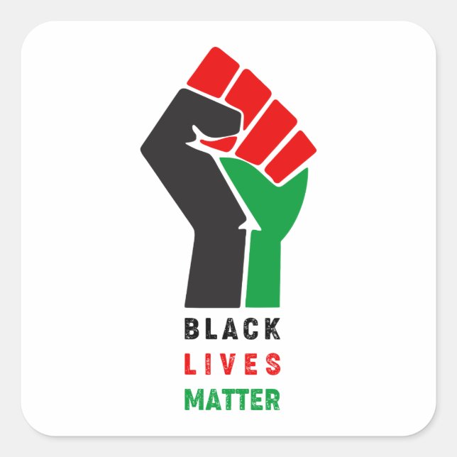 Adesivo Quadrado Black Lives Matter levantou o símbolo do punho Afr (Frente)
