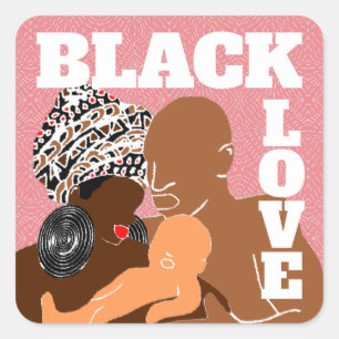 Adesivo Quadrado Black Love Brown, cor-de-rosa, Love Black Family