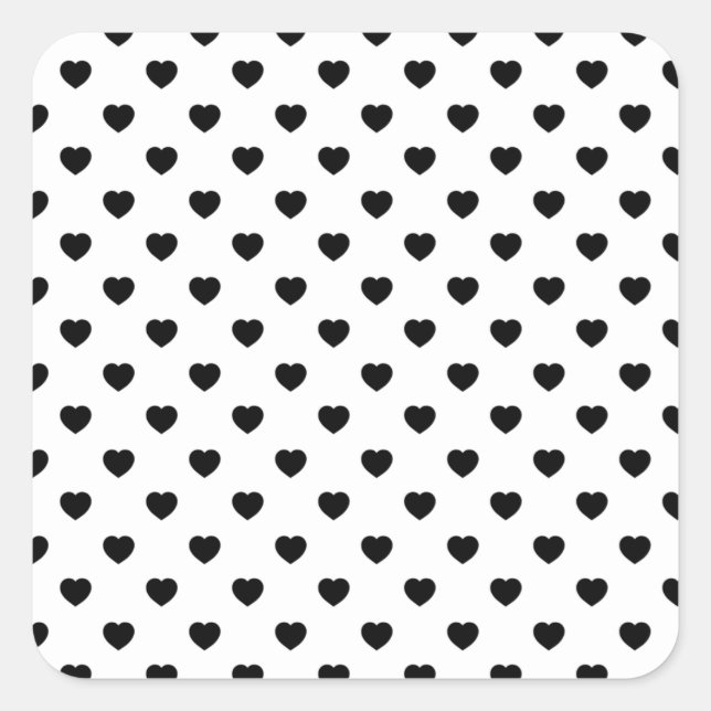 Adesivo Quadrado Black Love Hearts White Background (Frente)