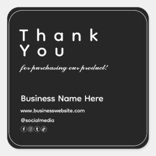 Adesivo Quadrado Black Modern Minimalist Business Obrigado