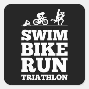 Adesivo Quadrado Black ・ Motivação Triathlon de Execução de Bike de