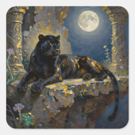 Adesivo Quadrado Black Panther under the Full Moon