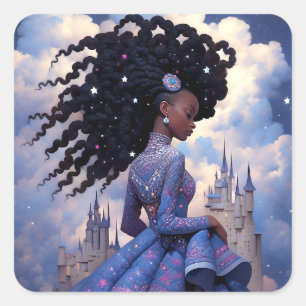 Adesivo Quadrado Black Princess Fantasy Art