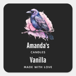 Adesivo Quadrado Black Raven em uma empresa de velas
