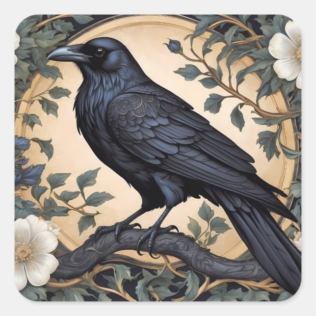 Adesivo Quadrado Black Raven William Morris Inspirado (Frente)