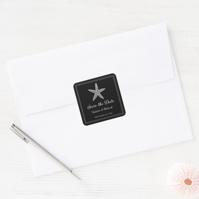 Adesivo Quadrado Black Starfish Salve a Data (Envelope)