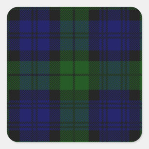 Adesivo Quadrado Black Watch Tartan Blue Green Xadrez