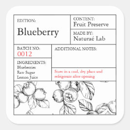 Adesivo Quadrado Black & White Apothecary Blueberry label