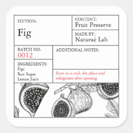 Adesivo Quadrado Black & White Apothecary Fig label