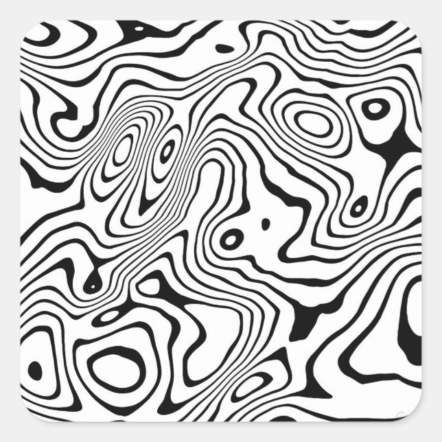 Adesivo Quadrado Black White liquid swirl Abstract Design (Frente)