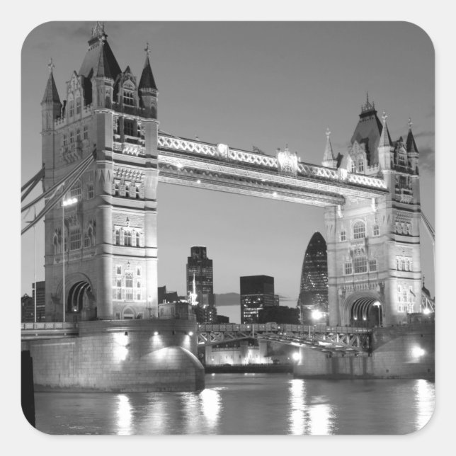 Adesivo Quadrado Black White Tower Bridge (Frente)