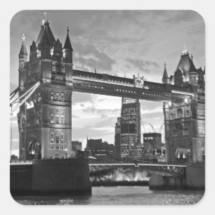 Adesivo Quadrado Black White Tower Bridge UK Viagem