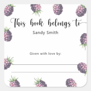 Adesivo Quadrado Blackberry - Este livro pertence a