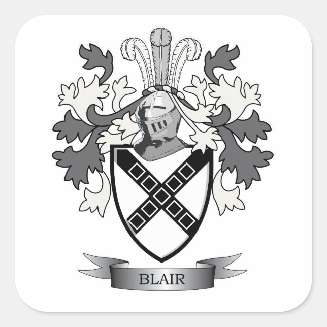 Adesivo Quadrado Blair Family Crest Casaco de Armas (Frente)