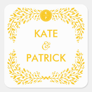 Adesivo Quadrado Blissful Laurel EDITABLE COLOR Wedker Sticker