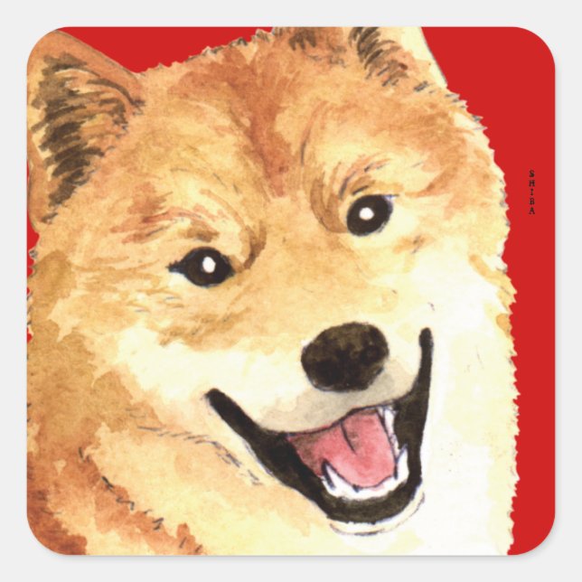 Adesivo Quadrado Bloco de Cores Shiba Inu (Frente)