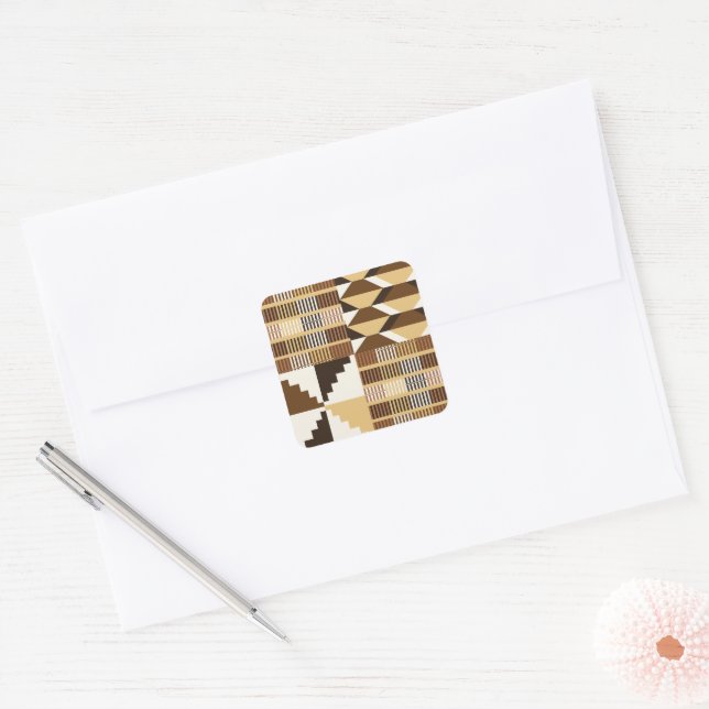 Adesivo Quadrado Bloco Kente - Ocre Silenciado (Envelope)
