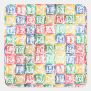 Adesivo Quadrado Blocos Coloridos para Crianças