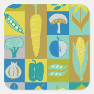 Adesivo Quadrado Blocos de vegetais II
