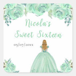 Adesivo Quadrado Blonde Hair Princess Mint Floral Sweet Sixteen 