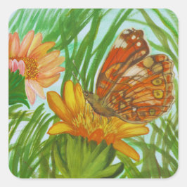 Adesivo Quadrado Blooming flower garden