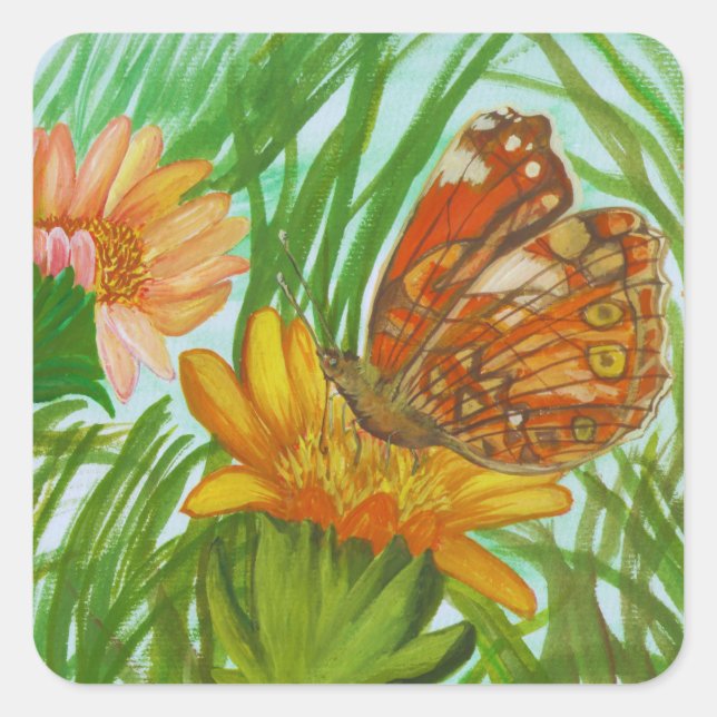 Adesivo Quadrado Blooming flower garden (Frente)