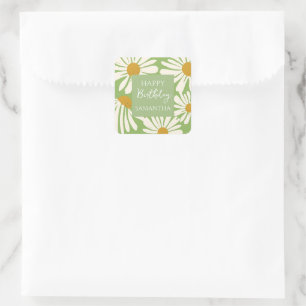 Adesivo Quadrado Blooms de Margarida Branca – Jardim Floral de Aniv