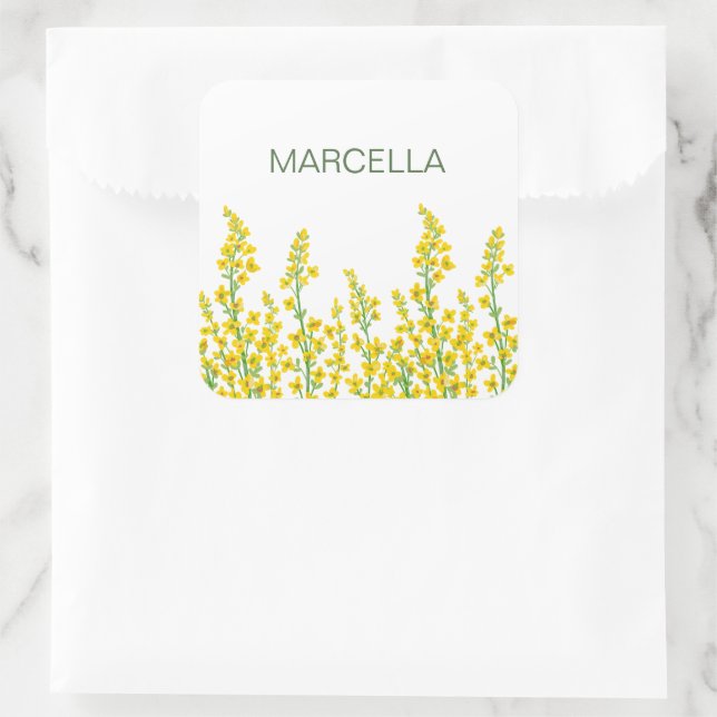 Adesivo Quadrado Blooms Florais de Citrina Moderna Amarelo (Bolsa)