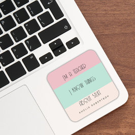 Adesivo Quadrado Bloqueio colorido de professor engraçado personali