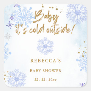 Adesivo Quadrado Blue Baby é frio fora do Chá de fraldas de inverno